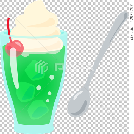 クリームソーダとスプーン 52975797