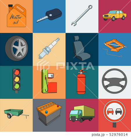 Car, vehicle cartoon icons in set collection for design. Car and equipment vector symbol stock web Car, vehicle cartoon icons in set collection for design. Car and equipment vector symbol stock web 52976014