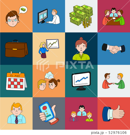 Business Conference And Negotiations cartoon icons in set collection for design.Business and Business Conference And Negotiations cartoon icons in set collection for design.Business and 52976106
