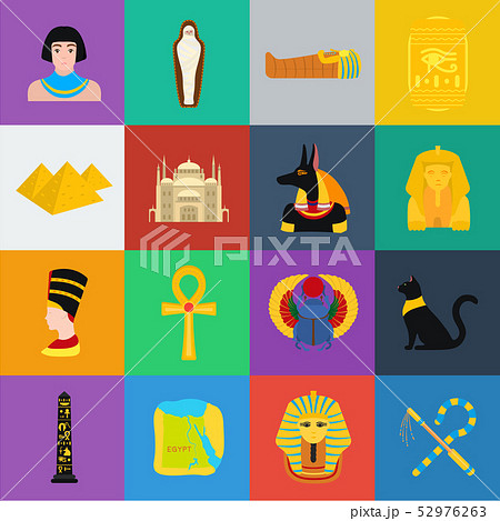 Ancient Egypt cartoon icons in set collection for design. The reign of Pharaoh vector symbol stock 52976263
