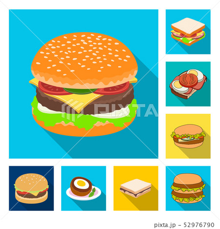 Isolated object of sandwich and wrap logo. Collection of sandwich and lunch vector icon for stock. Isolated object of sandwich and wrap logo. Collection of sandwich and lunch vector icon for stock. 52976790