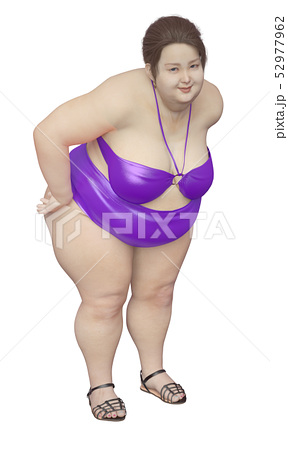 プラスサイズモデルの肥満女性のイラスト素材