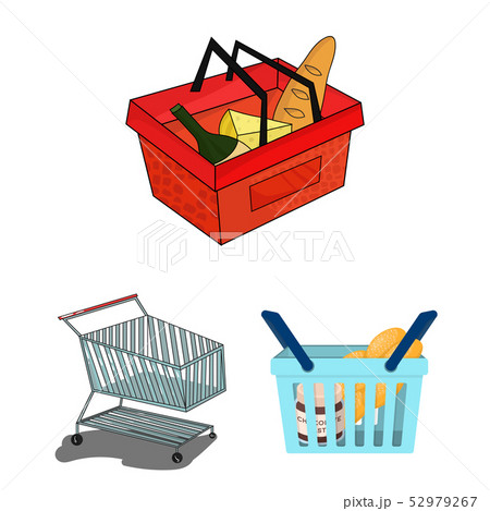 Vector illustration of basket and wicker icon. Set of basket and market stock vector illustration. 52979267