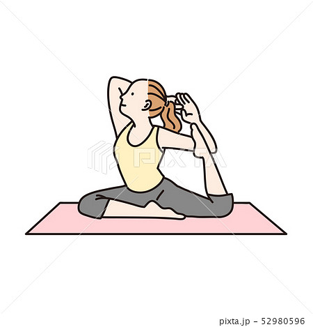 ヨガ ストレッチをする女性のイラスト素材