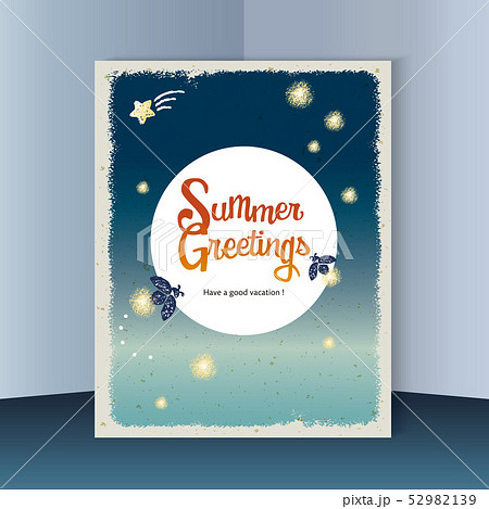 Summer greetings design of firefly, illustration 52982139