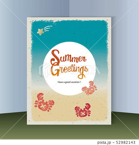 Summer greetings design of crab, illustration Summer greetings design of crab, illustration 52982143