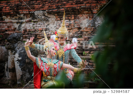 Art culture Thailand Dancing in masked khon in Art culture Thailand Dancing in masked khon in 52984587