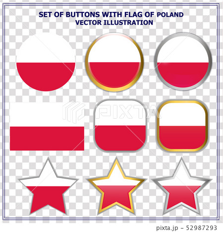 Set of buttons with flag of Poland. Vector. 52987293