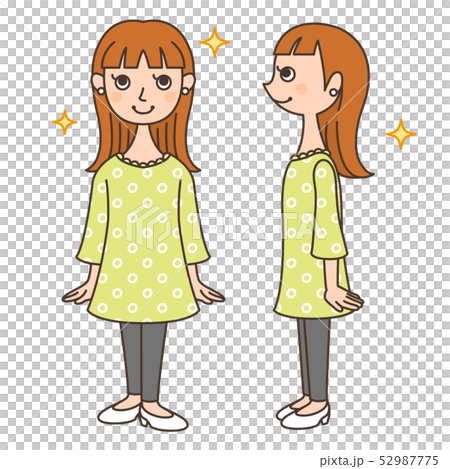人物 女の子 正面 横のイラスト素材