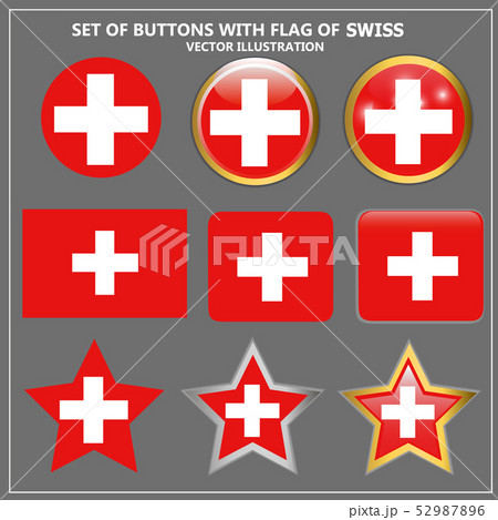 Set of Buttons with Flag of Swiss. Illustration. Set of Buttons with Flag of Swiss. Illustration. 52987896