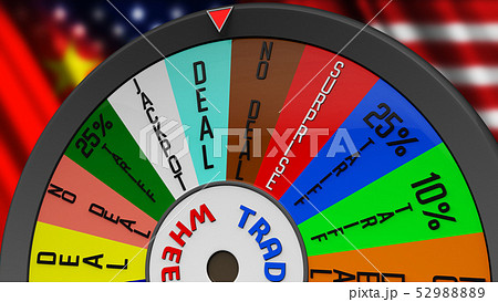 US China Trade War Fortune Wheel 3D Illustration US China Trade War Fortune Wheel 3D Illustration 52988889