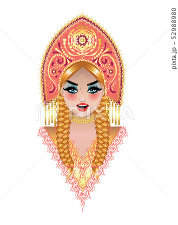Blonde girl in kokoshnik 52988980