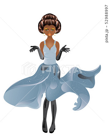 Afro American Girl In Dressのイラスト素材