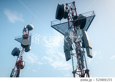 5g Telecommunication Tower Under Blue Sky 3d Illusのイラスト素材 5g Telecommunication Tower Under Blue Sky 3d Illusのイラスト素材