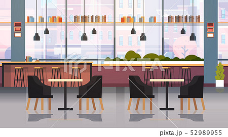 Modern Cafe Interior Empty No People Restaurant のイラスト素材