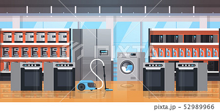different home appliances electric house equipment modern retail store showroom interior flat different home appliances electric house equipment modern retail store showroom interior flat 52989966