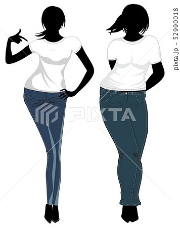 Fat And Slim Woman Silhouettesのイラスト素材