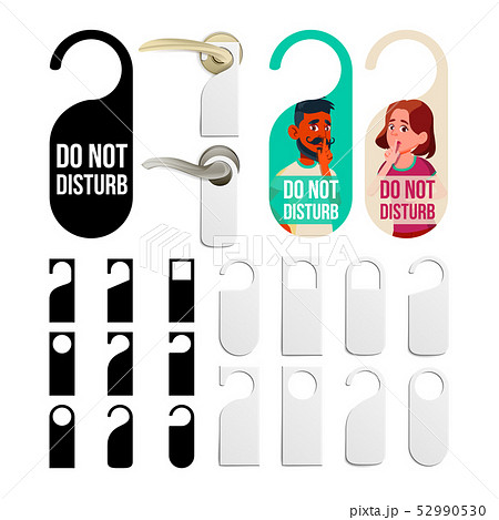 Do Not Disturb Door Knob Hanging Signs Set Vector Do Not Disturb Door Knob Hanging Signs Set Vector 52990530