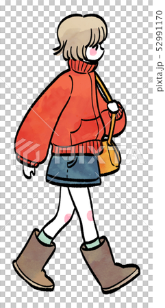 歩く女の子のイラスト素材 歩く女の子のイラスト素材