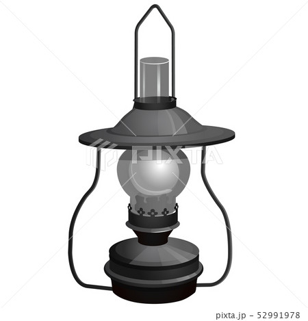 Portable kerosene lamp isolated on white background. Vector cartoon close-up illustration. Portable kerosene lamp isolated on white background. Vector cartoon close-up illustration. 52991978