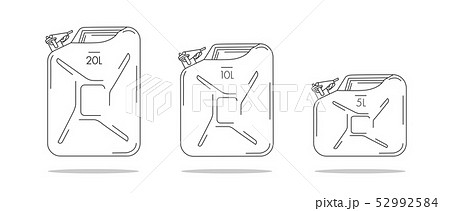 Oil Canisters illustrations, linear graphic with litre capacity 52992584