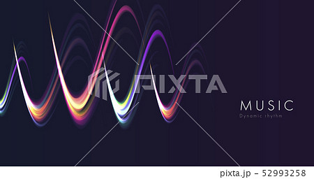 Music sound neon wave abstract shape on dark background 52993258