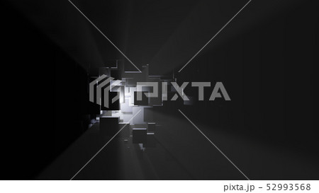 Abstract background of boxes, light rays and fog 52993568