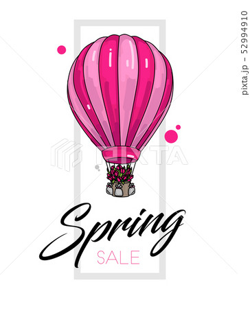 Spring sale leaflet template with air balloon Spring sale leaflet template with air balloon 52994910