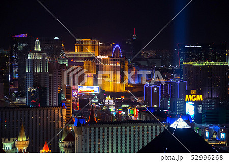 Panoramic aerial view of Las Vegas strip at night 52996268