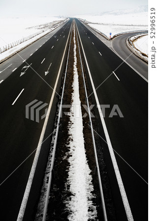 Four-lane highway in winter at Bulgaria 52996519
