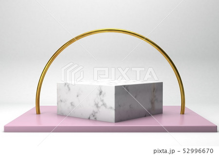 geometric shape 3d rendering stage for products or achivments marble and gold 52996670