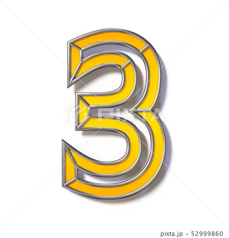 Orange metal wire font Number 3 THREE 3D Orange metal wire font Number 3 THREE 3D 52999860