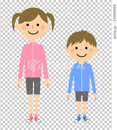 男の子 女の子 スポーツウェアのイラスト素材