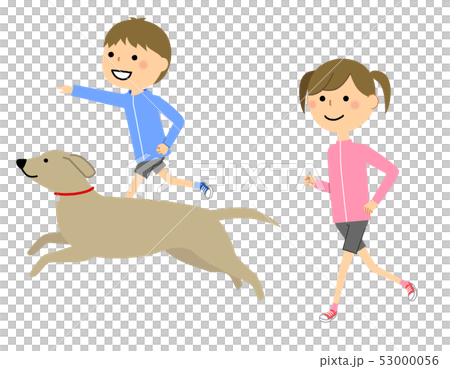 Boy girl jogging - Stock Illustration [53000056] - PIXTA