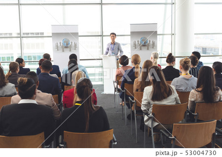 Asian business professional speaks at a business seminar 53004730