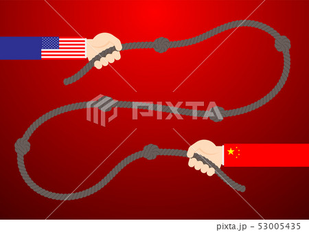 Business Hand of America and China flag pull rope 53005435