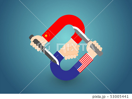 Business Hand check of America and China flag with 53005441