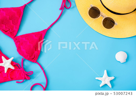 summer blue banner with yellow hat ,pink 53007243