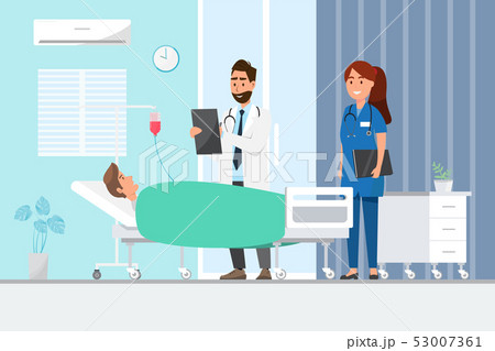 Medical concept with doctor and patients in flat 53007361
