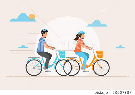 man and woman ride a bicycle. Vector illustration man and woman ride a bicycle. Vector illustration 53007387