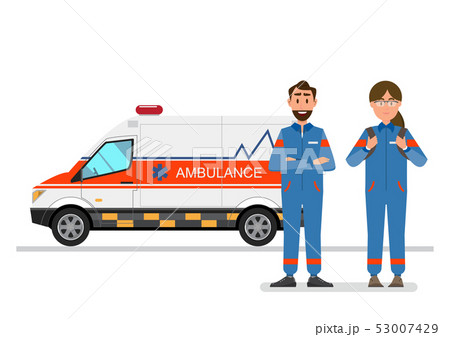 ambulance medical service carrying patient with ambulance medical service carrying patient with 53007429