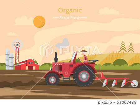 Agricultural work on a field with tractor. 53007438