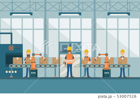 smart industrial factory in a flat style with 53007526