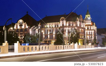 Illuminated hotel in Oradea, Romania 53007823