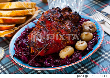 Roasted pork knuckle with braised cabbage 53008513