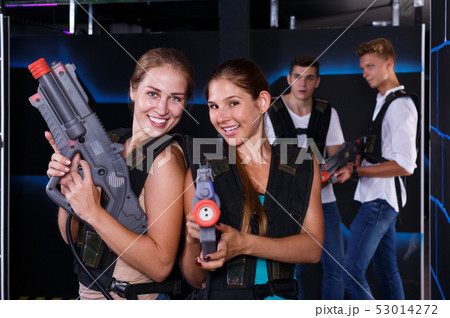sporting girls with laser pistols 53014272
