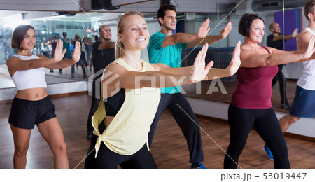 Positive people exercising zumba elements Positive people exercising zumba elements 53019447