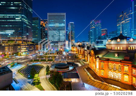 night scene of Tokyo Station in the Marunouchi 53020298