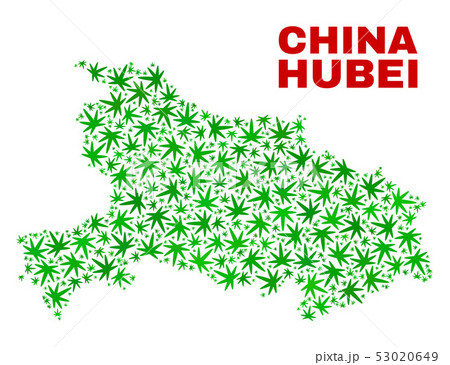 Marijuana Leaves Mosaic Hubei Province Map 53020649