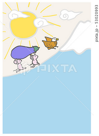 ねずみ年　絵本のような年賀状　はがきテンプレート　縦 53020993